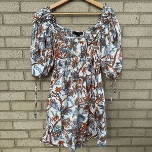 House of Harlow 1960 Paisley Patterned Mini Dress | Boho Puff Sleeve | Sz XS